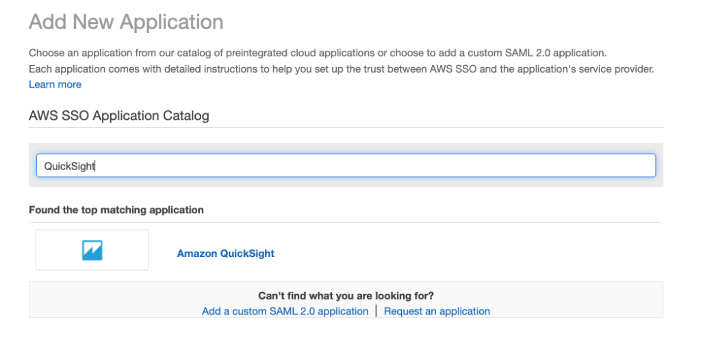 Add new Application in AWS SSO