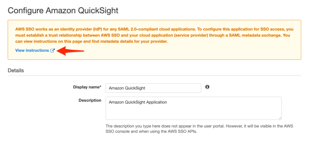 Configure Amazon QuickSight SAML Application